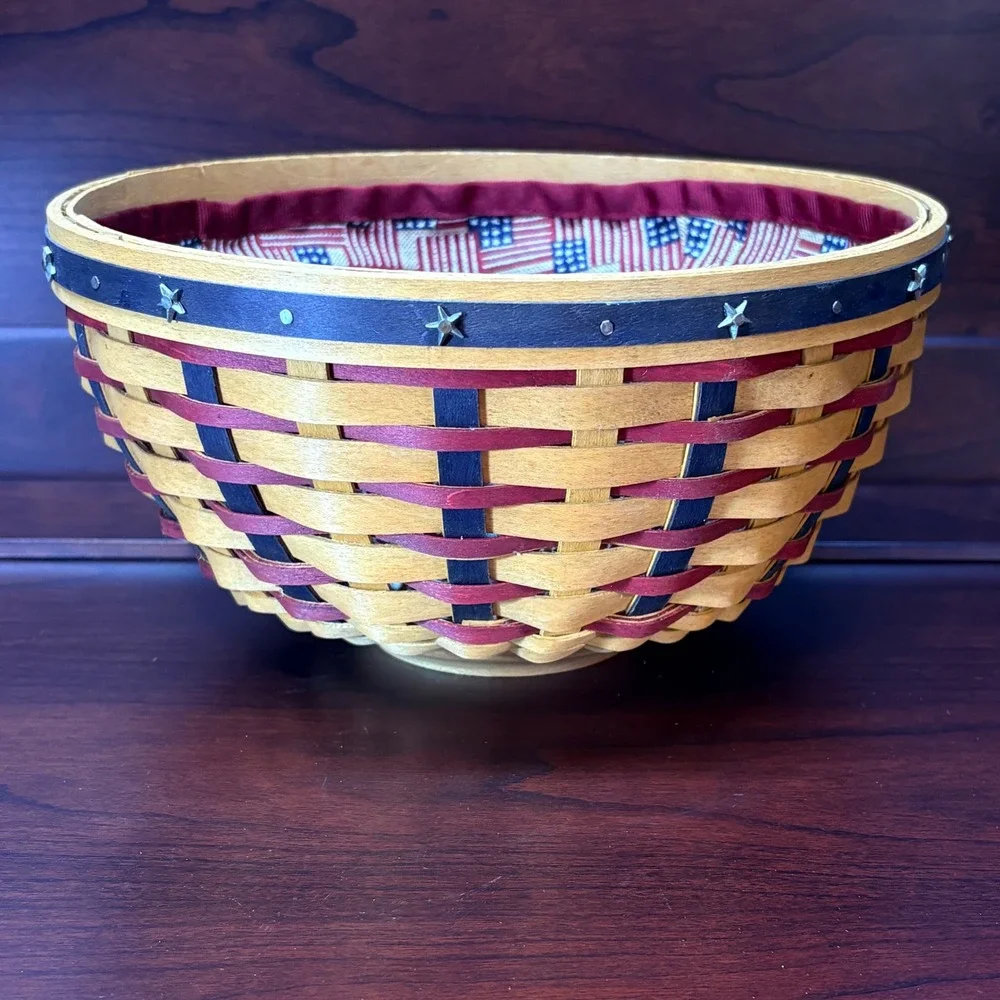 Longaberger 2004 Proudly American Bowl Basket w/ Liner 9
